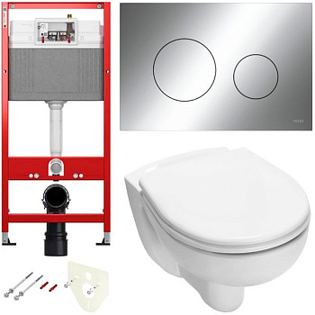 Комплект установки подвесного унитаза: модуль, панель TECEloop хром глянцевый, унитаз TECE V04 Комплект установки подвесного унитаза: модуль, панель TECEloop хром глянцевый, унитаз TECE V04