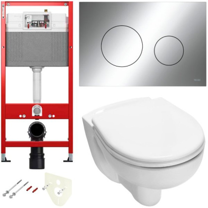 Комплект установки подвесного унитаза: модуль, панель TECEloop хром глянцевый, унитаз TECE V04 Комплект установки подвесного унитаза: модуль, панель TECEloop хром глянцевый, унитаз TECE V04