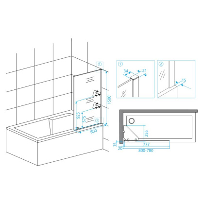 Шторка на ванну RGW SC-54 03115408-11