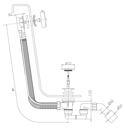 Слив-перелив OMNIRES CGS TK104-PLUS-3.04+64-SGL (золото)