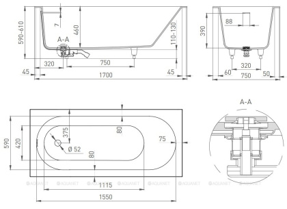 Ванна из искусственного камня ORNELLA_KIT 170х75,102411G Ванна из искусственного камня ORNELLA_KIT 170х75,102411G