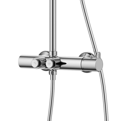 ECO-CD-T-BORO Душевая стойка с термостатическим смесителем для душа, с ручным и верхним душем, брашированное золото ECO-CD-T-BORO Душевая стойка с термостатическим смесителем для душа, с ручным и верхним душем, брашированное золото