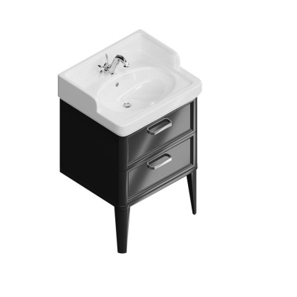 PO.M.60.2\BLK Тумба POMPEI напольная с 2 ящиками 60, черная глянцевая PO.M.60.2\BLK Тумба POMPEI напольная с 2 ящиками 60, черная глянцевая