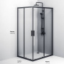 W93G-404-120290-BT Gem S Twin Slide 120x90. Душевое ограждение,120x90, профиль Черный мат., стекло п