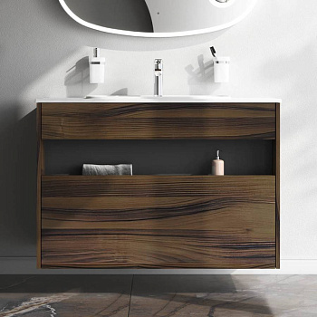 База под раковину с нишей и 1 ящиком, 100 см, дуб крафт, универсальная M8FFUX1001OF