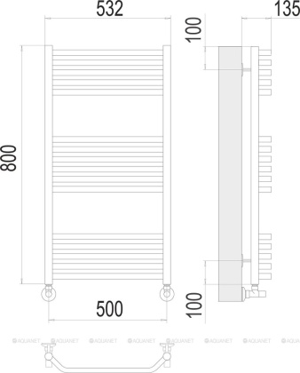 Полотенцесушитель Terminus Виктория П16 500х800