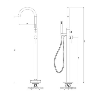 Смеситель для ванны отдельностоящий OMNIRES Y Y1233BLGL (черный/золото)