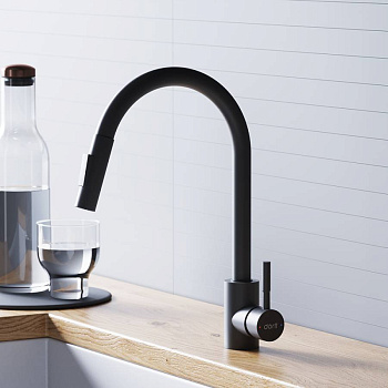 D3007522 Logic Кухонный смеситель  с вытягивающимся изливом, черный