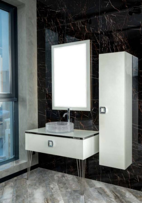 Столешница стекло 100см прямая Жемчужный Белый Lucido Столешница стекло 100см прямая Жемчужный Белый Lucido