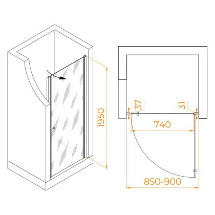 Душевая дверь Dolphin TN-03, RGW 54930309-11