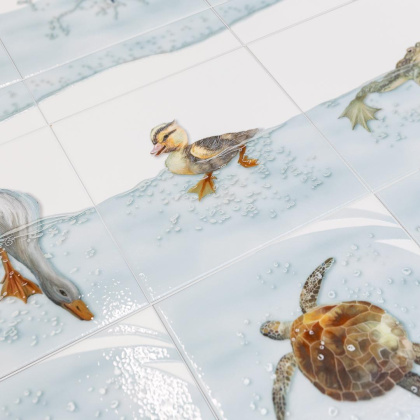 Керамический бордюр VT\A515\5009 Чудо-озеро белый, голубой (20см*6,3см*6,9мм) (32шт/0,403м2) Детская, шт.