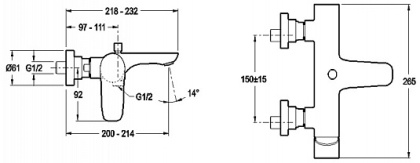 Смеситель E72282-CP Jacob Delafon Aleo хром для ванны/душа настенный, шт
