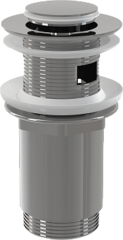 Донный клапан сифона для умывальника CLICK/CLACK 5/4", цельнометаллический с переливом и малой заглушкой