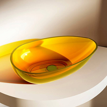 Раковина накладная прозрачная ABBER Kristall AT2811Amber желтая Раковина накладная прозрачная ABBER Kristall AT2811Amber желтая