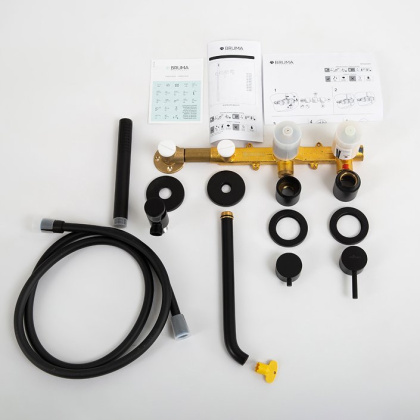 LEAF-VDIM3-D-L-BIO Встраиваемый смеситель для ванны и душа с переключателем на 3 выхода, в комплекте с ручным душем, исполнение Белый матовый