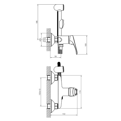 Смеситель Rossinka B35-52 с гигиеническим душем