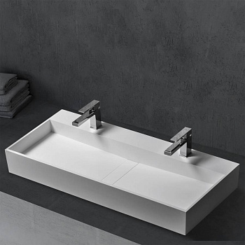 Раковина накладная ABBER Stein AS2642 двойная, белая матовая Раковина накладная ABBER Stein AS2642 двойная, белая матовая