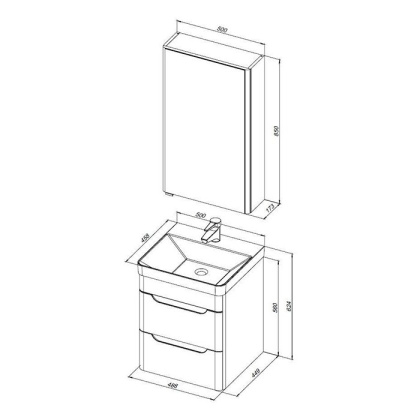 Мебель для ванной Aquanet София 50 белый глянец (2 ящика)