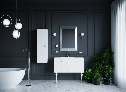 Тумба Piazza 100 белая + Хром_Комплект 841-100-WCR Boheme