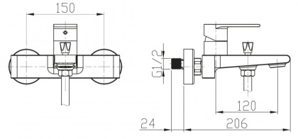 NOVA Смеситель для ванны и душа, нержавеющая сталь NOV-VASM-IN NOVA Смеситель для ванны и душа, нержавеющая сталь NOV-VASM-IN
