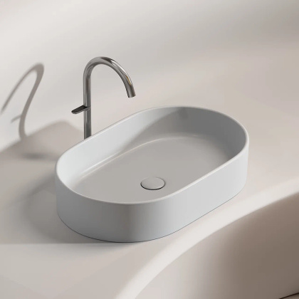 Умывальник чаша накладная овальная (цвет Серый Матовый) Element 608*385*122мм