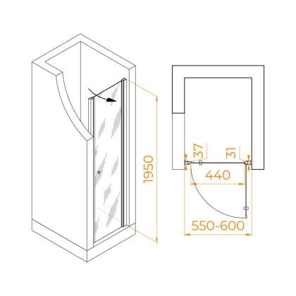 Душевая дверь Dolphin TN-03B, RGW 54930306-14