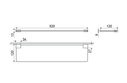 Полка стеклянная EXCELLENT 52 см Riko (хром)