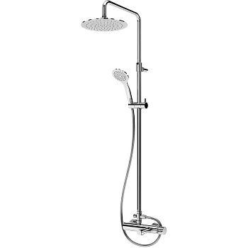CZR-B-CVD-01 Душевая стойка со смесителем с изливом, ручным и верхним душем 250 мм нержавеющая сталь, исполнение хром
