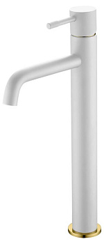 Смеситель для умывальника высокий, Uno. Белый Золото Смеситель для умывальника высокий, Uno. Белый Золото