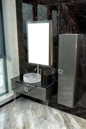 Столешница стекло 100см прямая Глянцевая Графит Столешница стекло 100см прямая Глянцевая Графит