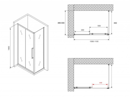 Душевой уголок ABBER Schwarzer Diamant AG30110H-S50