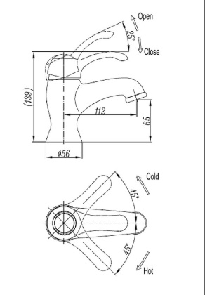 LIRA-M-LS1-01 Смеситель для раковины с донным клапаном, хром