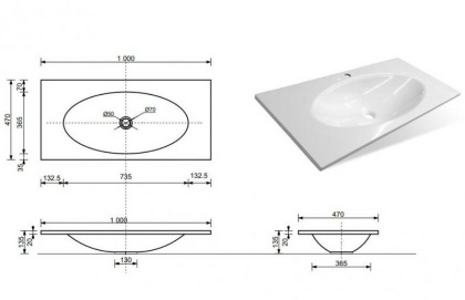 Раковина "Мальта Люкс" 1000х470