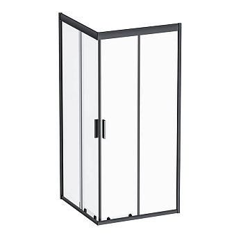 W90G-403-090BT Душевое ограждение Gem Square Slide 90x90 стекло прозрачное, профиль Черный матовый,