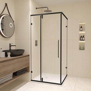 Душевой уголок  90*90*185 RGW CL-35-B Квадрат/Чёрный/Прозрачное/6 мм