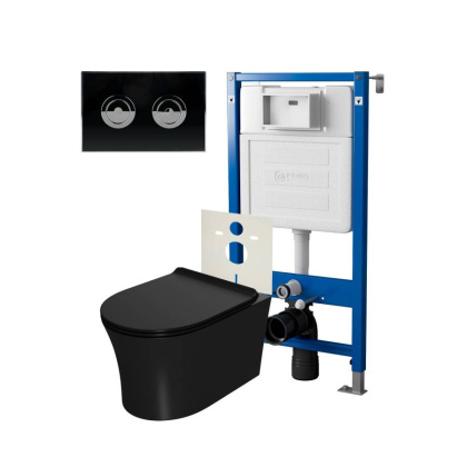 Сет: Система инсталляции пневматическая Point Элемент П для подвесного унитаза PN45121 + Клавиша смыва для пневматической инсталляции Point Венера, установка в стену, черный/хром, PN44071BC + Унитаз подвесной Point Вега безободковый, чёрн мат, PN41711BM Сет: Система инсталляции пневматическая Point Элемент П для подвесного унитаза PN45121 + Клавиша смыва для пневматической инсталляции Point Венера, установка в стену, черный/хром, PN44071BC + Унитаз подвесной Point Вега безободковый, чёрн мат, PN41711BM