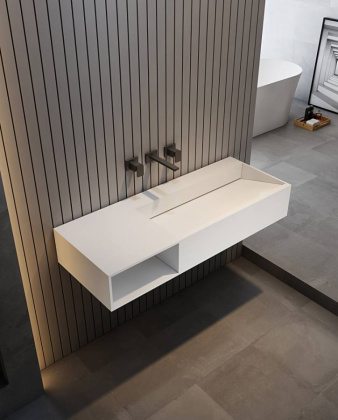 Тумба с раковиной ABBER Stein AS2640-1.2 L подвесная, белая матовая