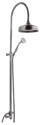 VINTAGE-CAI-01-M Душевая стойка с ручным и верхним душем с подводом воды из стены Исполнение: Хром, Ручки: Хром  VINTAGE-CAI-01-M Душевая стойка с ручным и верхним душем с подводом воды из стены Исполнение: Хром, Ручки: Хром