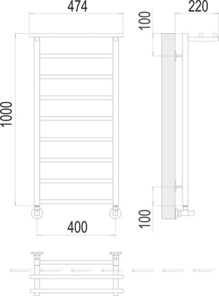 Полотенцесушитель Terminus Контур с/п П9 400х1000