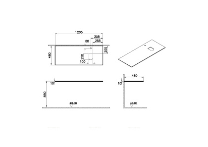 Столешница стеклянная Origin 120 см, правосторонняя, черная Столешница стеклянная Origin 120 см, правосторонняя, черная