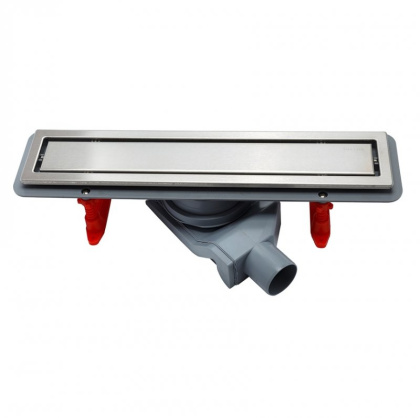 13100006 Линейный трап 850 мм CONFLUO PREMIUM LINE , двухсторонняя модель Исполнение: матовый хром без перфорации/полая под плитку, рамка - матовый хром 