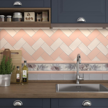 Плитка настенная 16077 Тортона розовый светлый 7.4*15*6.9 (96шт\1.07м2), м2