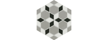 Декор 8 VT\A291\SG1010 Кальсада Черный/Белый/Серый (12см*10,4см*7мм) (45шт/0,561м2) Шестиугольник, шт