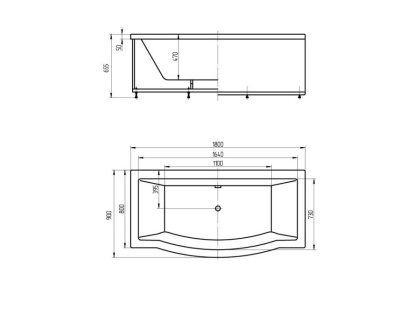 Ванна  Гелиос пустая без фр.экр.