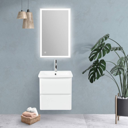 Тумба с раковиной подвесная  BelBagno ALBANO-CER 50 Rovere Vintage Bianco, раковина белая Тумба с раковиной подвесная  BelBagno ALBANO-CER 50 Rovere Vintage Bianco, раковина белая