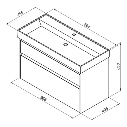 Тумба под раковину Aquanet Nova Lite 100 (SLIM SYNERGY) белый, 2 ящика