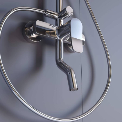 Душевая стойка RGW SP-25 Хром Головной душ/Смеситель (Ручной душ.Шланг 1,5 м.) Душевая стойка RGW SP-25 Хром Головной душ/Смеситель (Ручной душ.Шланг 1,5 м.)