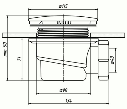 Сифон для поддона АниПласт (золото)