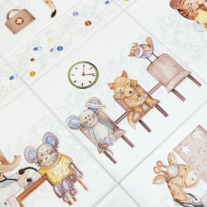 Декор VT\A501\5009 Айболит 1 белый,бежевый 20см*20см*6,9мм (1уп/10шт/)фауна, шт