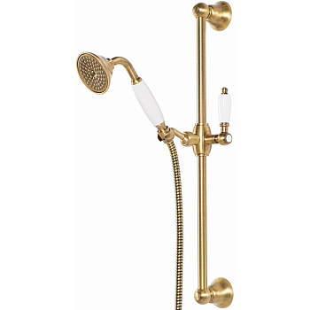 CZR-U-S-02-Bi Душевая штанга для ручного душа, ручка белая, исполнение бронза CZR-U-S-02-Bi Душевая штанга для ручного душа, ручка белая, исполнение бронза